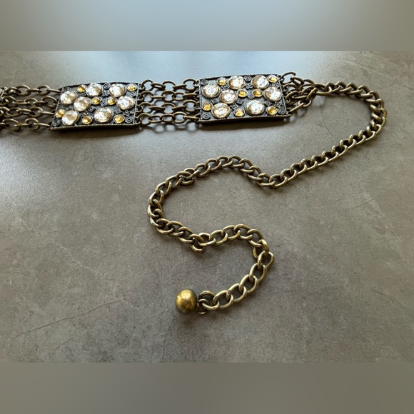 Glamorstar Western Chain Belts for Women Vintage Rhinestone Concho Waist Belts - Picture 7 of 11